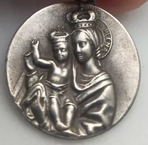 ANTIGUA MEDALLA COLGANTE PLATEADA DE LA VIRGEN DE GUADALUPE EN LUNA LLENA v/g - Imagen 1 de 6
