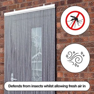 Aluminium Door Fly Screen Metal Chain Curtain Blind Insect Blinds 214cm x 90cm - Picture 1 of 8
