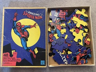 Vintage 1977 Marvel Amazing Spider-Man Waddington’s 48-Piece Floor Puzzle WOW - Image 1 of 2