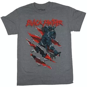 Black Panther (Marvel) Mens T-Shirt - Slashing Panther Under Name Image - Picture 1 of 8