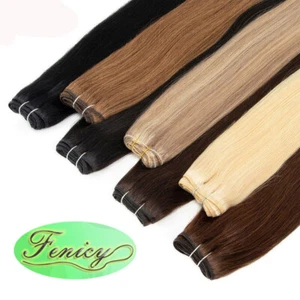 Sew in Weft Human Hair Extensions Double Weave Real Human Hair Bundles Straight - Picture 1 of 94
