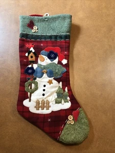 Christmas Stocking Dan Dee Collectors Choice Snowman 3D Felt Country Cardinal - Picture 1 of 5