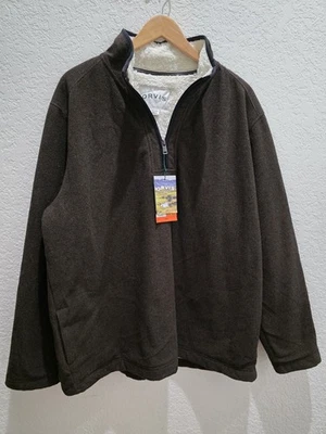 NWT ORVIS Sherpa Lined Fleece 1/4 Zip Pullover Sweater Brown Men's XXL - Image 1 of 4
