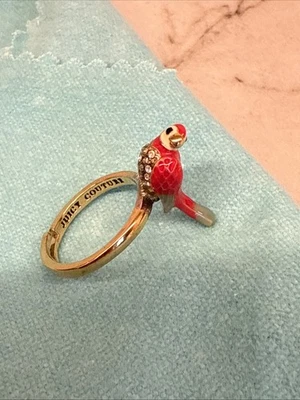 Anillo ajustable Juicy Couture esmalte estrás loro pájaro Foto 1 de 4