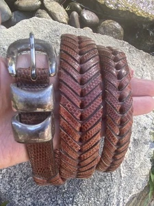 Mezlan Ledergürtel 38 geflochten geflochten Fischgrät Cognac Braun Spanien - Bild 1 von 18