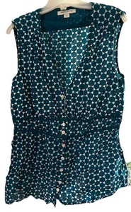 Banana Republic Sleeveless Ocean Blue GEOMETRIC Top Size S Cotton EXCELLENT - Picture 1 of 4