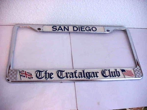 Vecchia cornice targa San Diego Trafalgar Club, con bandiere americane e inglesi - Foto 1 di 6