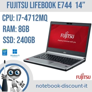 Notebook Fujitsu LifeBook E744 Cpu i7-4712MQ Ram 8gb DDR3 SSD 240gb W11P Grado B - Foto 1 di 16
