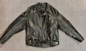 Giacca di pelle nera vintage AMF Harley Davidson Cycle Champ • Uomo XL - Foto 1 di 9