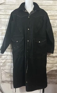 Trail Staubmantel Herren schwarz Western Oberbekleidung Canvas volle Länge Vintage j402 - Bild 1 von 5