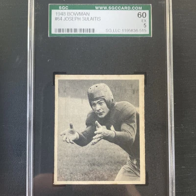 1948 Bowman #64 Joe Sulaitis RC SGC 5 EX New York Giants Football Card Set Break - Image 1 of 3