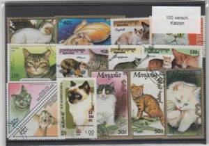100 verschiedene Briefmarken Katzen Hauskatzen Kitten cats gato - Picture 1 of 2