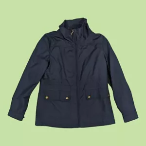 Brooks Brothers 346 Jacket Womens 8 Navy Rain Lightweight Full Zip Snap LS - Picture 1 of 10