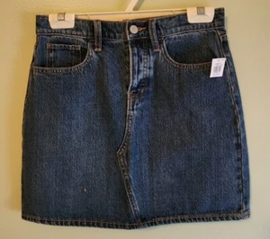 Old Navy Girls 14-16 High Waisted Button Fly Denim Jean Skirt Medium Wash #31823 - Picture 1 of 4