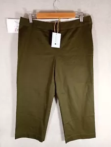Pantalone Liz Claiborne donna 14 kaki Audra chino vita alta ritagliato nuovo - Foto 1 di 18