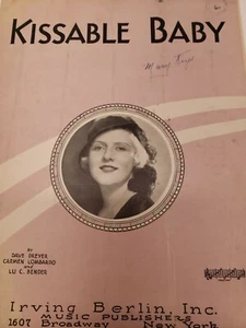 Kissable Baby Carmen Lombardo 1931 Sheet Music  - Bild 1 von 4