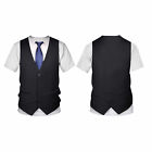 Mens Tuxedo Bow Tie Vest Funny Fake Suit Shirts 3D Printed T-Shirt Party Tops