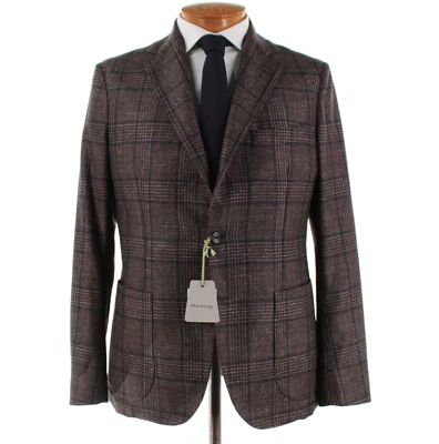 Abrigo deportivo Sartorio Kiton nuevo con etiquetas mezcla de lana talla 54R (44R EE. UU.) en marrón/azul/negro Foto 1 de 4