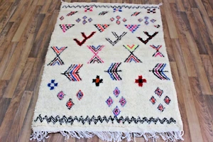 Berber Rug 5 x 3.6 ft- Azilal Berber Rug Beni Ourain Area Rug Moroccan rug - Picture 1 of 11