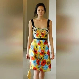 Pista! Nuovo! $3970 OSCAR DE LA RENTA abito a cuore con zip davanti taglia 4 giallo - Foto 1 di 10