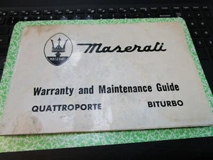 1987 or so Maserati Quatroporte & Biturbo Warranty & Maintenance Guide - Picture 1 of 5