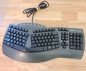 FELLOWES MICROBAN ERGONOMIC WIRED USB COMPUTER PC KEYBOARD (KU-9938) - Picture 1 of 6