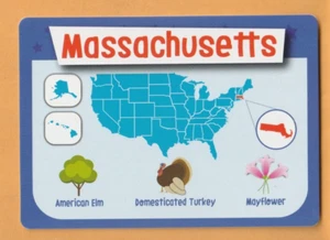 Tarjeta coleccionable flash del estado de Massachusetts #6 American Elm Turkey Mayflower - Imagen 1 de 2
