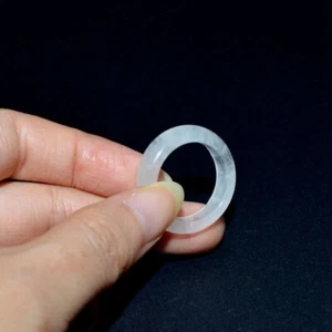 Natural White Crystal Ring Quartz Round Ring Reiki Jewelry Healing Reiki Stone - Picture 1 of 14