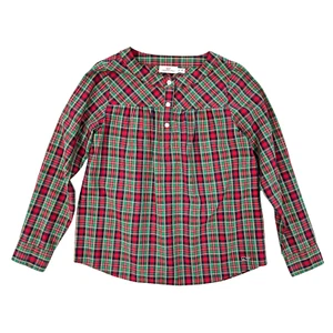 Vineyard Vines Red Green Holiday Plaid Long Sleeve Top Girls M - Picture 1 of 7