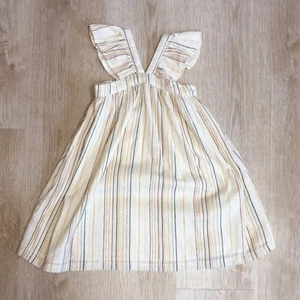 Gap Metallic Striped Cream Little Girl’s Flutter Sleeve Dress - Picture 1 of 5