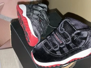 Nike Air Jordan 11 Retro TD AJ11 Legend Black And Red Velvet Size 7C - Picture 1 of 8
