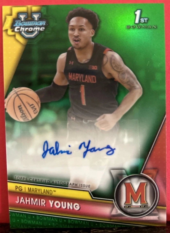 2023-24 Bowman U Chrome JAHMIR YOUNG 1st Bowman Green Refractor Auto /99 🏈 - Image 1 of 4