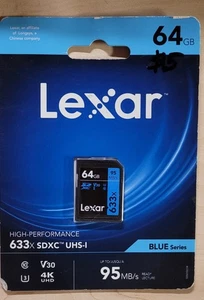Lexar Professional 633x 64gb SDHC UHS-I Card Up To 95MB/s See Pic  - Picture 1 of 2