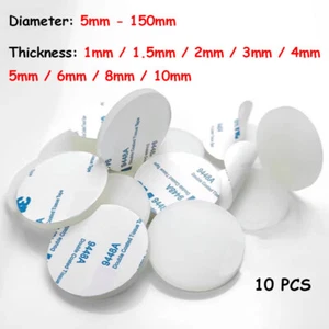 10 Pcs Silicone Solid Discs 5mm-150mm Self Adhesive Round Pad Sealing Cushioning - Picture 1 of 9