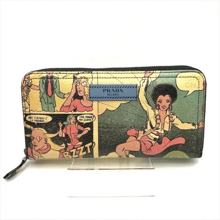 Prada Logo Comic Round Zipper Long Wallet one item only From JAPAN Used item - Image 1 of 4