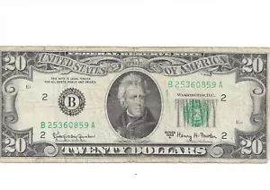 $20 Federal Reserve Note , B-New York, Series 1963A, About Good Condition - Picture 1 of 2