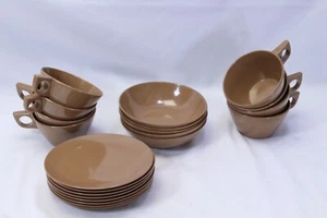Melamina Marrón 8 Tazas 8 Platos de Pan 5 Cuencos Lote de 21 - Imagen 1 de 8