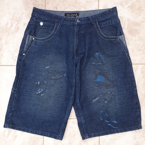 Pantaloncini Nike Air Jordan vintage da uomo taglia W40" blu denim stampa allenatore hip hop