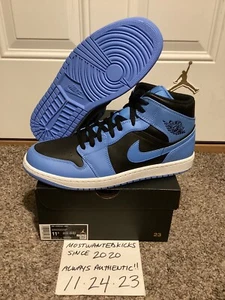 DS 2023 Nike Air Jordan 1 Mid University Blue Black Men’s Sz 11.5 - Picture 1 of 10