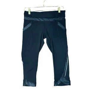 Lululemon Chase Me Crop Damen 8 schwarz Kunstleder Stretch atmungsaktiv Fitnessstudio - Bild 1 von 6