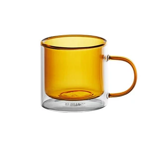 Doppelwandige Glas mit Henkel Thermoglas Tee Kaffee Cappuccino 250 ml Gold - Bild 1 von 2