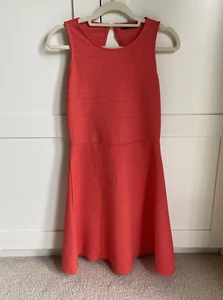 Mango Coral Red Dress Size S with Back Detail Bodycon Fabric Women’s - Picture 1 of 8