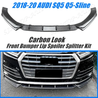 For AUDI SQ5 Q5-Sline 2018-20 ABS Carbon Front Bumper Lip Body Kit Spoiler 3pcs - Image 1 of 4