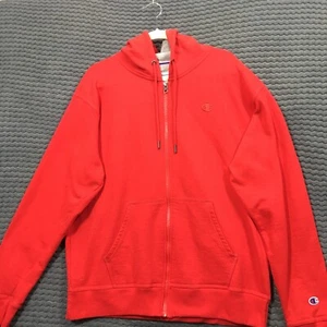 Maglione Champion uomo grande rosso con cappuccio casual full zip felpa tasche - Foto 1 di 11