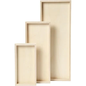 Set 3 Rechteckig Holz Paulownia Schalen Geringes Gewicht Stapel Zum Dekorieren - Bild 1 von 4