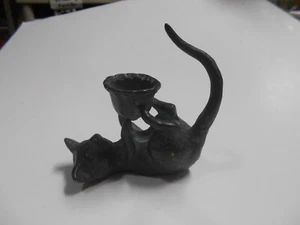 Candelabro SPI Cat Kitten San Pacific Int'l Metal Bronce Verde Verdigris 4" - Imagen 1 de 10