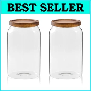 Versatile Large Glass Storage Jars with Airtight Wood Lids – Perfect for Kitchen - Picture 1 of 10