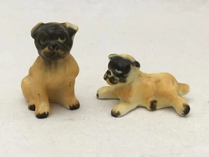 Lot of 2 Porcelain Adorable Dog Figurines Mother & Pup PUGS - Picture 1 of 8