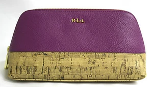 Ralph Lauren Cosmetic Case Make up Bag Bembr Cork Tall Summer Rose Purple NWTS - Picture 1 of 9