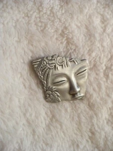 OE-VINTAGE (SIGNED JJ) JONETTE JEWERLY SILVER TONE FACE PIN BROOCH #26062 - Picture 1 of 9